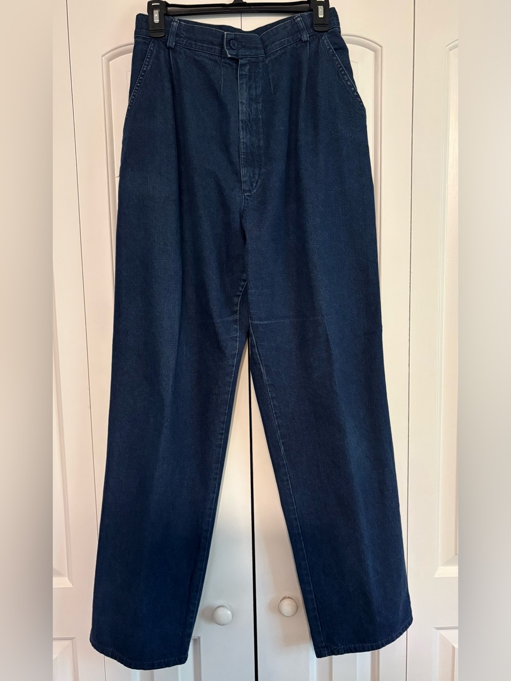 Vintage LL BEAN “Pathfinder”High-Waist Pleated Dark Wash Straight-Leg Denims